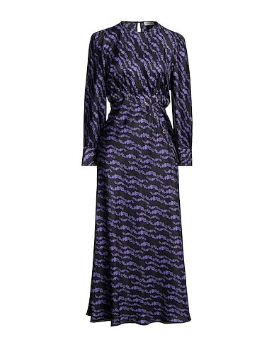 SANDRO Midi dress Black 100% Silk, Mother-of-pearl
