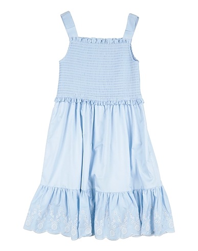 SELF-PORTRAIT Dress Sky blue 100% Cotton, Polyester