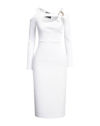 VERSACE JEANS COUTURE Midi dress White 95% Cotton, 5% Elastane