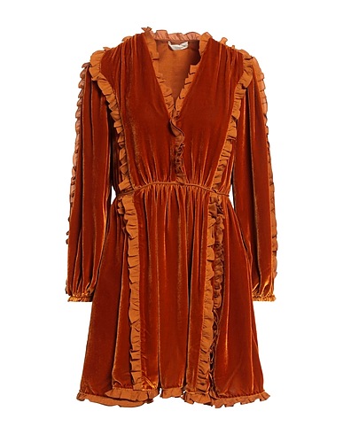 ULLA JOHNSON Short dress Rust 82% Viscose, 18% Silk