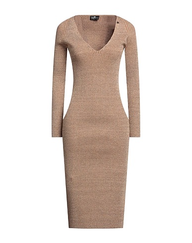 ELISABETTA FRANCHI Midi dress Camel 76% Viscose, 20% Polyester, 4% Elastane