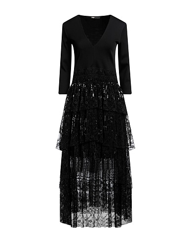 MAJE Midi dress Black 100% Polyester, Viscose, Polyamide, Elastane