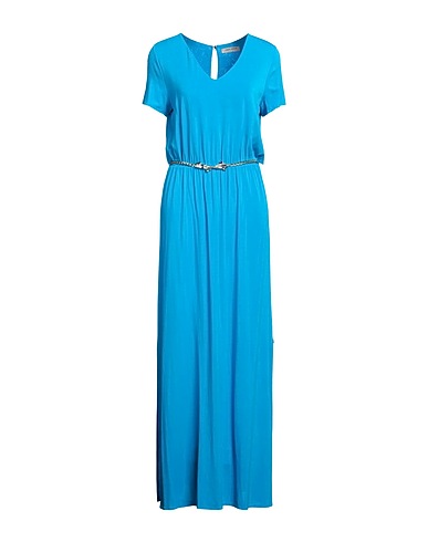 ANGELO MARANI Long dress Azure 94% Viscose, 6% Elastane