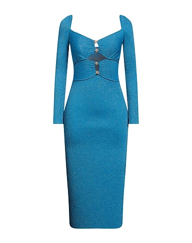 SELF-PORTRAIT Midi dress Azure 40% Viscose, 26% Polyester, 24% Polyamide, 10% Metallic fiber