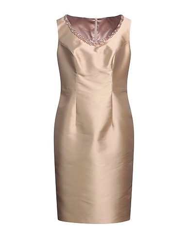 NEFERTARI Short dress Beige 85% Polyester, 15% Silk