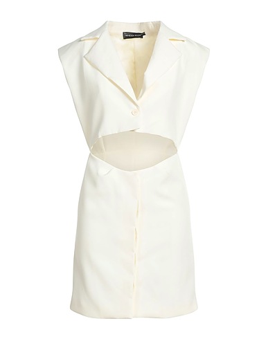 VANESSA SCOTT Shirt dress Ivory 90% Polyester, 10% Elastane