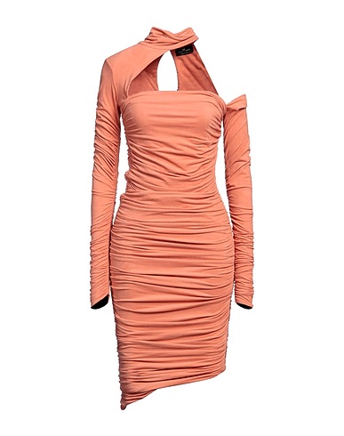 ELISABETTA FRANCHI Midi dress Salmon pink 88% Polyester, 12% Elastane