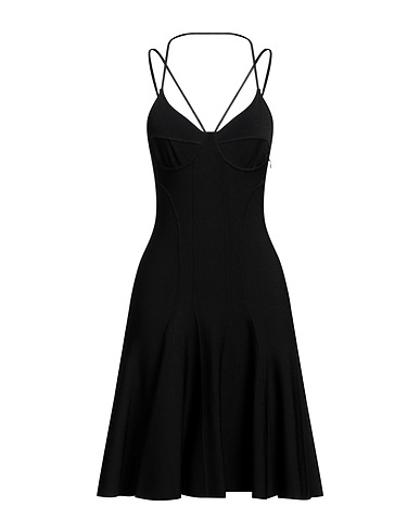 MCQUEEN Midi dress Black 71% Viscose, 15% Polyester, 13% Polyamide, 1% Elastane