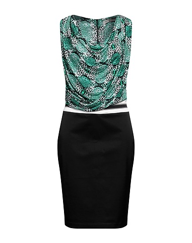 ANGELO MARANI Midi-Kleid Schwarz 60% Baumwolle, 38% Viskose, 2% Elastan