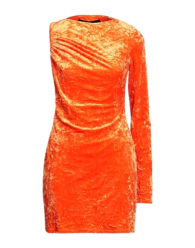 VERSACE Sheath dress Orange 92% Polyester, 8% Elastane, Polyamide