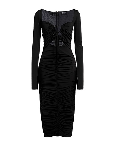 VERSACE JEANS COUTURE Midi dress Black 94% Acetate, 6% Elastane
