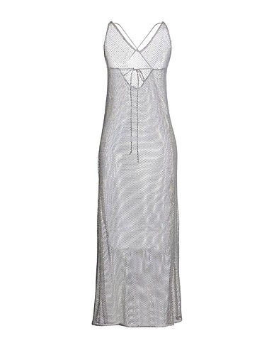GANNI Long dress Grey 98% Recycled polyester, 2% Recycled elastane