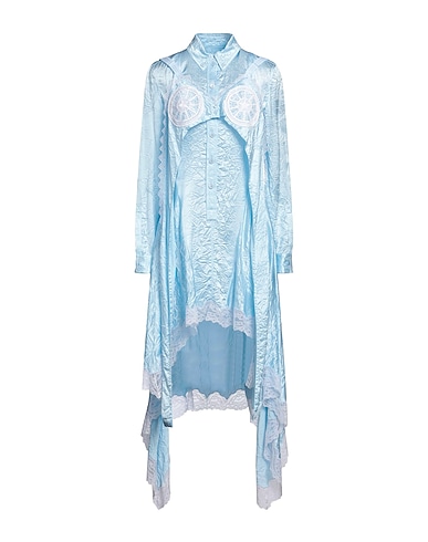 BURBERRY Midi dress Sky blue 100% Viscose, Nylon, Cotton