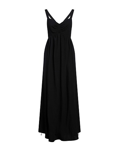 CROCHÈ Long dress Black 60% Viscose, 40% Linen