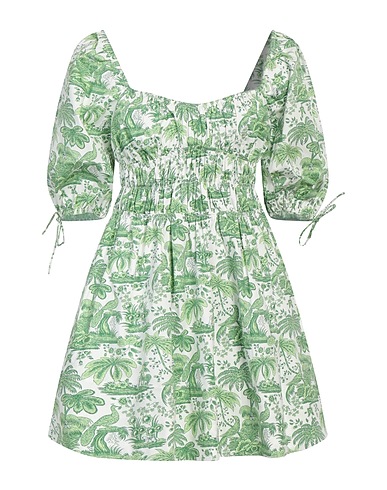 STAUD Kurzes Kleid Grün 98% Baumwolle, 2% Elastan