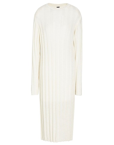 8 by YOOX Midi dress RIBBED CHUNKY MIDI DRESS
 White 70% Acrylic, 25% Wool, 5% Other Fibres