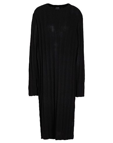 8 by YOOX Midi dress RIBBED CHUNKY MIDI DRESS
 Black 70% Acrylic, 25% Wool, 5% Other Fibres