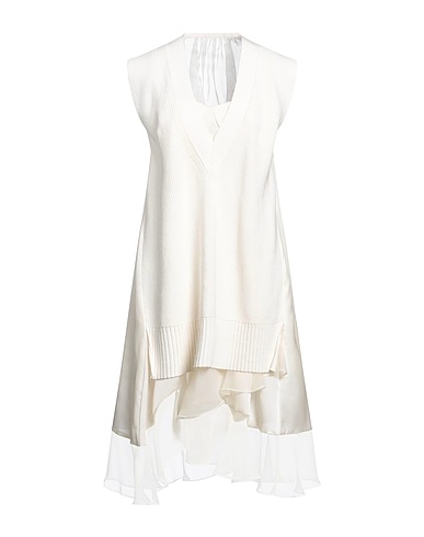SACAI Short dress Cream 52% Cotton, 48% Polyester