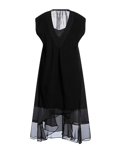 SACAI Vestito corto Nero 52% Cotone, 48% Poliestere
