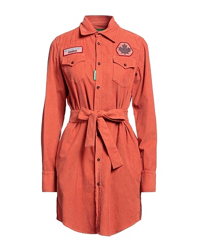 DSQUARED2 Shirt dress Brick red 100% Cotton