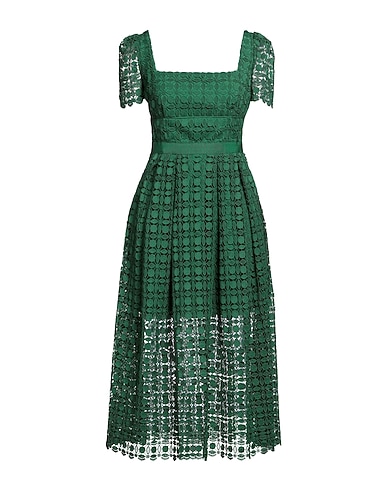 SELF-PORTRAIT Midi dress Green 100% Polyester, Elastane