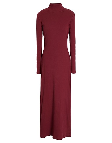 8 by YOOX Long dress RIBBED HIGH-NECK OPEN BACK MAXI DRESS
 Burgundy 98% Organic cotton, 2% Elastane