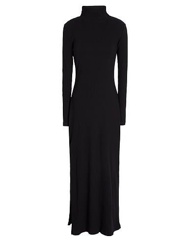 8 by YOOX Long dress RIBBED HIGH-NECK OPEN BACK MAXI DRESS
 Black 98% Organic cotton, 2% Elastane
