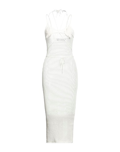 ANDREĀDAMO Midi dress Ivory 80% Viscose, 10% Polyester, 9% Polyamide, 1% Elastane