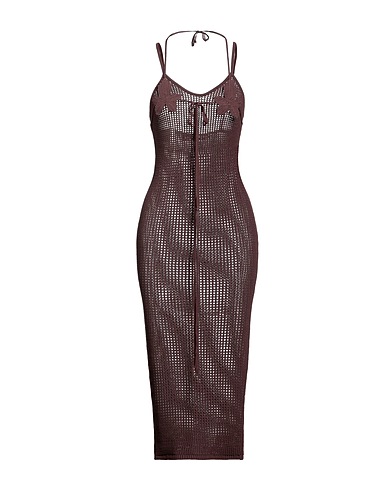 ANDREĀDAMO Midi dress Brown 80% Viscose, 10% Polyester, 9% Polyamide, 1% Elastane