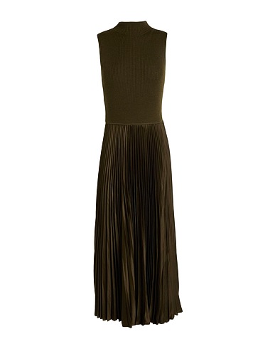 POLO RALPH LAUREN エレガントドレス PLEATED SLEEVELESS MOCKNECK DRESS
 ミリタリーグリーン ウール 82% / ナイロン 15% / ポリウレタン 3%