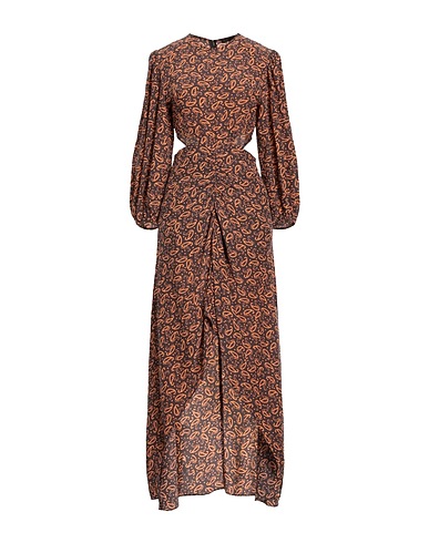 MAJE Langes Kleid Braun 65% Viskose, 35% Seide