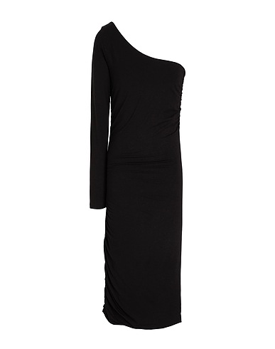 8 by YOOX Midi dress VISCOSE ONE-SHOULDER GATHERED MAXI DRESS
 Black 95% Viscose, 5% Elastane