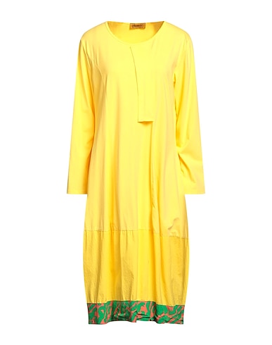EBARRITO Midi dress Yellow 95% Cotton, 5% Elastane
