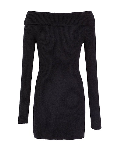 8 by YOOX Vestito corto WOOL BLEND COLD SHOULDER MINI DRESS
 Nero 51% Poliammide riciclato, 49% Lana