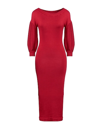 TWINSET Midi dress Brick red 80% Viscose, 20% Polyamide