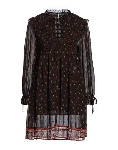 PEPE JEANS Short dress Chocolate brown 100% Polyester