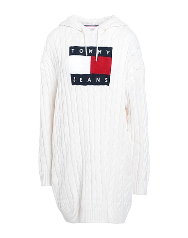 TOMMY JEANS Vestito corto Off white 50% Poliestere, 50% Acrilico