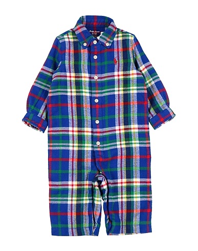 POLO RALPH LAUREN Baby jumpsuit  Plaid Brushed Cotton Flannel Coverall
 Blue 100% Cotton