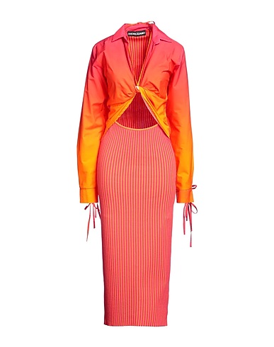 ANDREĀDAMO Midi dress Fuchsia 50% Cotton, 40% Viscose, 6% Polyester, 3% Polyamide, 1% Elastane