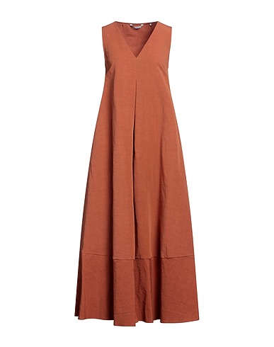 CALIBAN Long dress Brown 57% Linen, 43% Cotton