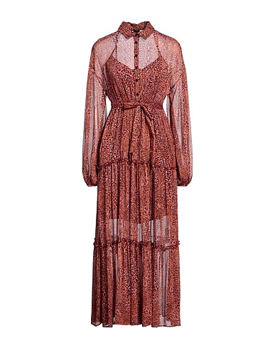 PINKO Long dress Pink 99% Polyester, 1% Metallic fiber