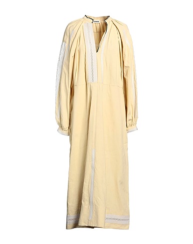 JIL SANDER Long dress Pastel yellow 100% Linen, Cotton