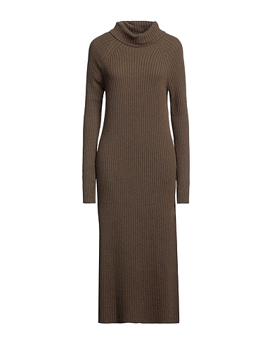 STEFANEL Midi dress Military green 40% Wool, 25% Viscose, 25% Polyamide, 10% Cashmere