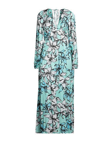 BRAND UNIQUE Vestito lungo Verde chiaro 65% Viscosa, 35% Seta