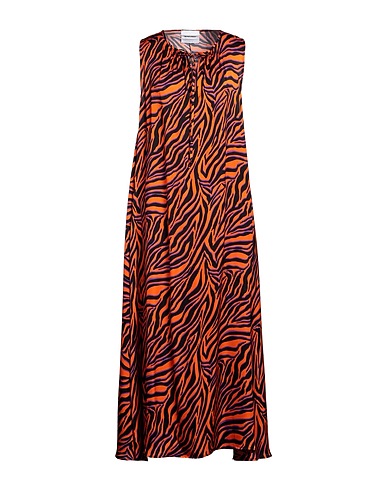 BRAND UNIQUE Long dress Orange 65% Viscose, 35% Silk