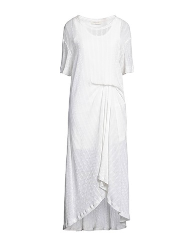 CEDRIC CHARLIER Long dress Ivory 51% Cotton, 49% Polyester