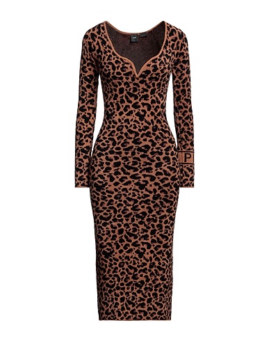 PINKO Midi dress Brown 50% Polyamide, 40% Viscose, 10% Polyester