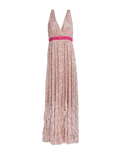 ANNA MOLINARI Langes Kleid Hellrosa 97% Polyester, 3% Elastan, Straussenfedern