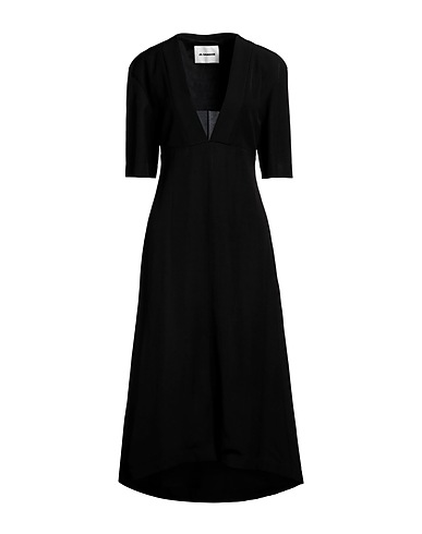 JIL SANDER エレガントドレス ブラック レーヨン 75% / リネン 25%