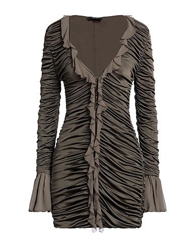 BLUMARINE Tubino Verde militare 100% Viscosa, Seta